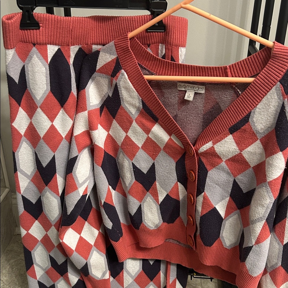 Eva Mendes for New York & Company Red and Gray Cardigan Set